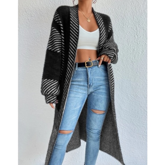 Cozy Fuzzy Open Front Duster  Cardigan - Picture 5 of 6